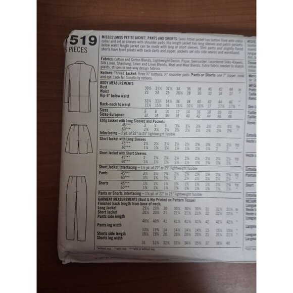 VTG Simplicity UNCUT Sewing Pattern 7519 Misses Size 12, 14, 16 1997 90s Y2K - Picture 4 of 5